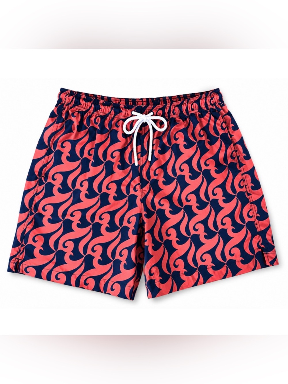 NEW EXPRESS NAVY BLUE MAROON PRINTED DRAWSTRING SWIM SHORTS SIZE LARGE